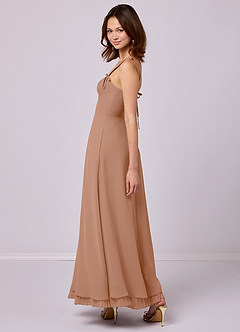 Barbie ♥ Azazie Robes de demoiselle d'honneur Robe Trapèze en Mousseline de soie Plissée Champagne Rosé image5