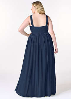Azazie Elvira Bridesmaid Dresses Dark Navy A-Line Pleated Chiffon Dress image8