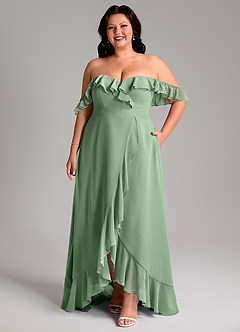 Azazie Lyra Bridesmaid Dresses Matcha A-Line Chiffon Convertible Dress image11