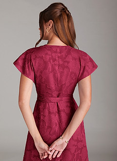 Azazie Ling Brudtärnklänningar Klänning av A-Linje i Blommig Utbrändhet Plisserad Bourgogne image8