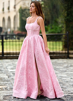 Thyme Pink A-line 3D Flowers Prom Dress image4