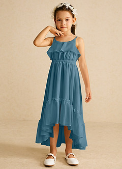 Azazie Karmen Flower Girl Dresses Bermuda A-Line Ruched Chiffon Dress image4