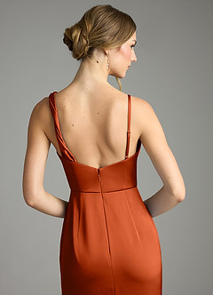 Azazie Samara Bridesmaid Dresses Paprika Mermaid Pleated Stretch Satin Dress image6