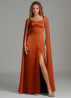 Azazie Niveah Bridesmaid Dresses Burnt Orange A-Line Strapless Stretch Satin Convertible Dress image3