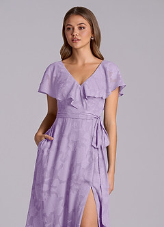 Azazie Lainey Brudtärnklänningar Klä av A-Linje i Blommig Utbrändhet med fickor Lila image7