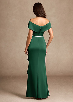 Azazie Dareia Kleider für die Brautmutter Meerjungfrau-Linie Schulterfrei Stretch-Satin Kleid Dunkelgrün image5