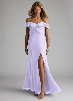Azazie Sophie Bridesmaid Dresses Lilac A-Line Off the Shoulder Chiffon Convertible Dress image2