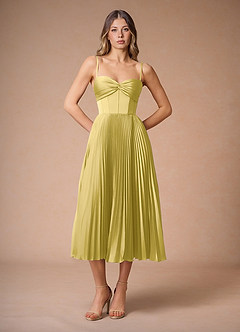 Léna Pastel Yellow Pleated Midi Dress image5
