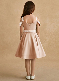 Azazie Judi Blumenmädchenkleider A-Linie Matte Satin Kleid Englisches Rosa image2