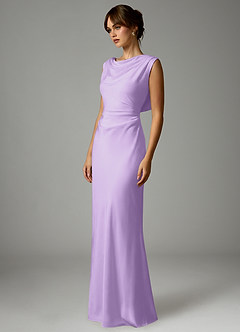 Azazie Kieryn Robes de demoiselle d'honneur Robe Sirène en Satin extensible Plissée Lilas image3