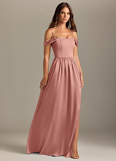 Azazie Calianna Bridesmaid Dresses Rosette A-Line Off the Shoulder Stretch Satin Convertible Dress image7