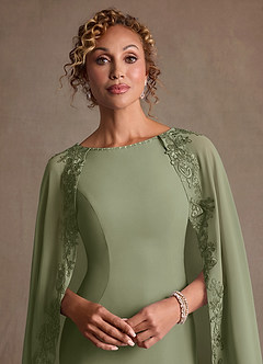 Azazie Artemisia Mother of the Bride Dresses Pistachio Sheath Lace Chiffon Dress image7