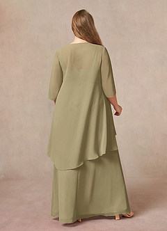 Azazie Weisz Mother of the Bride Dresses Moss Green A-Line Square Neckline Pleated Chiffon Dress image8