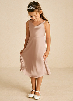 Azazie Zuzu Flower Girl Dresses English Rose A-Line Spaghetti Strap Stretch Satin Dress image3