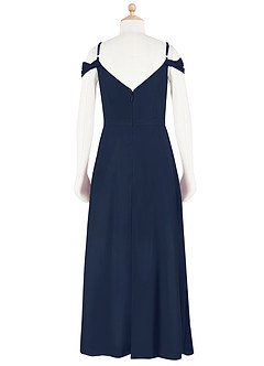 Azazie Alivia Junior Dark Navy A-Line Off the Shoulder Chiffon Dress image8