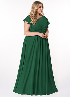 Azazie Daphne Modest Bridesmaid Dresses A-Line Ruffled Chiffon Floor-Length Dress image9