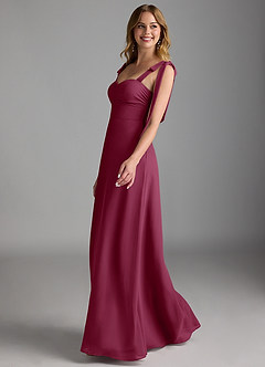 Azazie Lizet Brautjungfernkleider A-Linie Herzausschnitt Chiffon Kleid Maulbeerrot image4