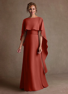 Azazie Marilla Mother of the Bride Dresses Terracotta A-Line Pleated Chiffon Dress image4