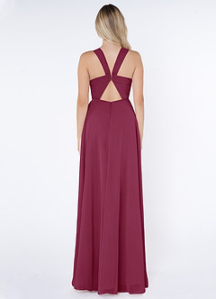 Azazie Jane Final Sale Mulberry A-Line V-Neck Pleated Chiffon Dress image2