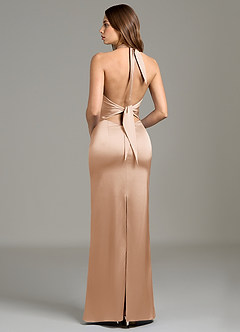 Azazie Francesca Bridesmaid Dresses English Rose Sheath Stretch Satin Dress image4
