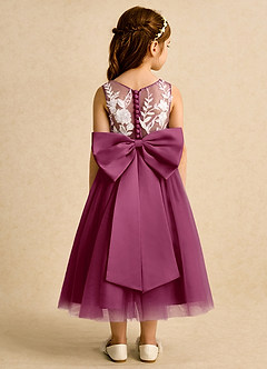 Azazie Sundae Blumenmädchenkleider Ballkleid Spitze Kleid Maulbeerrot image2