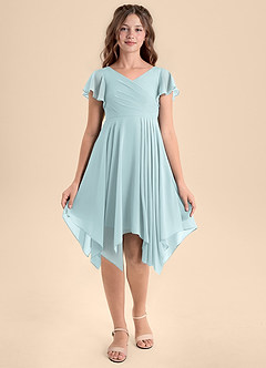 Azazie Janeaurelia Junior Mist A-Line Pleated Chiffon Dress image6