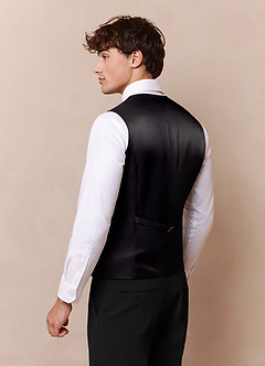 front Savile Black Wool Blend Suit Vest