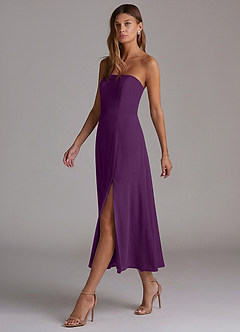 Azazie Wren Bridesmaid Dresses Grape A-Line Strapless Chiffon Dress image3