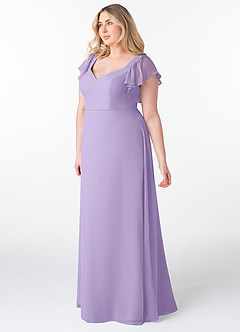 Azazie Syenna Brautjungfernkleider A-Linie Gestreift Chiffon Kleid Flieder image8
