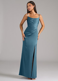 Azazie Marla Bridesmaid Dresses Bermuda Sheath Strapless Stretch Satin Convertible Dress image7