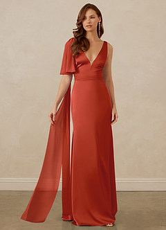 Christian Siriano Bridal for Azazie 1011 Bridesmaid Dresses Rust Mermaid Bow Stretch Satin Dress image6