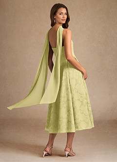 Azazie Lorain vestidos de madre de la novia Vestido de Sorbete De Limón de Devorado Floral de Corte En A con Plisado image6