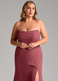Azazie Saige Brautjungfernkleider Wandelbar A-Linie Schulterfrei Chiffon Kleid Merlot image11