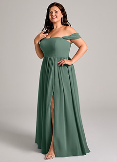Azazie Calianna Bridesmaid Dresses Sea Moss A-Line Off the Shoulder Chiffon Convertible Dress image10