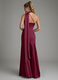 Azazie Amara Bridesmaid Dresses Mulberry Mermaid One Shoulder Stretch Satin Dress image2