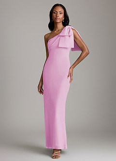Azazie Yuanna Bridesmaid Dresses Candy Pink Mermaid One Shoulder Chiffon Dress image1