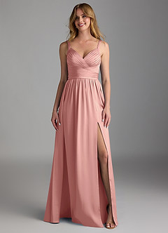 Azazie Chanel Bridesmaid Dresses Rosette A-Line Pleated Stretch Satin Dress image5