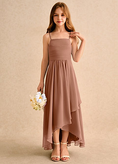 Azazie Twilight Dance Girls Formal Flower Girl Dresses Bronzer A-Line Pleated Chiffon Dress image5