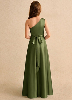 Azazie Puddles Girls Formal Flower Girl Klänningar Klä A-Line i Stretch Satin Ena axeln image2