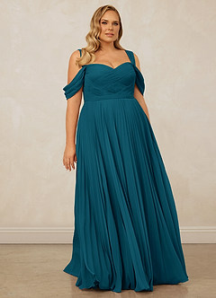 Christian Siriano Bridal for Azazie 1013 Bridesmaid Dresses Ink Blue A-Line Off the Shoulder Chiffon Dress image10