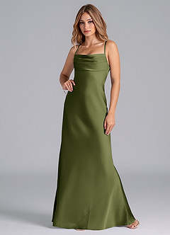 Azazie Seema Bridesmaid Dresses Olive Mermaid Corset Stretch Satin Dress image4