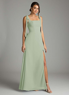 Azazie Debra Robes de demoiselle d'honneur Robe Trapèze Convertible en Mousseline de soie avec poches Vert Sauge image1