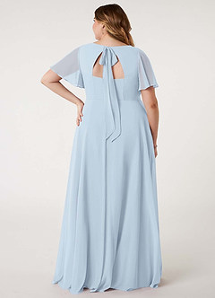 Azazie Kimber Vestidos de damas de honor Vestido de Neblina de Gasa de Corte en A con Manga volante image10