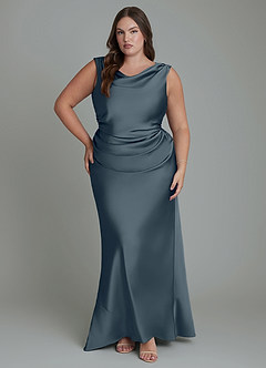 Azazie Kieryn Bridesmaid Dresses Twilight Mermaid Pleated Stretch Satin Dress image7