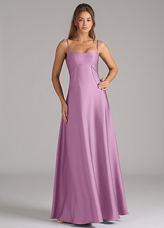 Azazie Valentine Suknie dla druhen Linia A Gorset Satyna elastyczna Do ziemi Sukienka image3