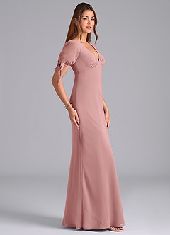 Azazie Pheby Abiti da Damigella Abito A-Line in Chiffon Plissettato Rosa Polverosa image5