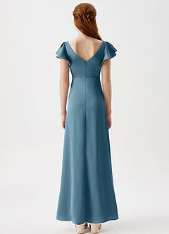 Azazie Omari Junior Bermuda A-Line Pleated Stretch Satin Dress image7