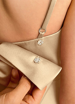 Azazie Joella Girls Formal Flower Girl Klänningar Klä A-Line i Stretch Satin Plisserad image5