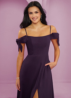 Barbie ♥ Azazie Bridesmaid Dresses Plum A-Line Off the Shoulder Chiffon Convertible Dress image10