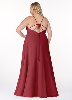 Azazie Everleigh Brautjungfernkleider A-Linie Herzchen Gefaltet Chiffon Kleid Granatapfelrot image9